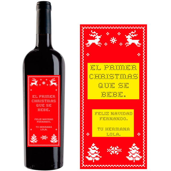 Botella de vino personalizada Navidad N010 - Imagen 2