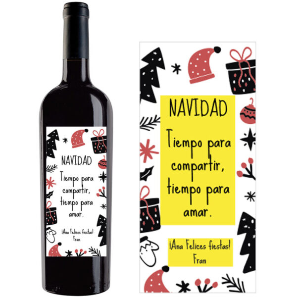 Botella de vino personalizada Navidad N023 - Imagen 2