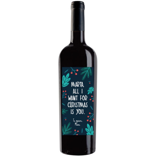Botella de vino personalizada Navidad N025