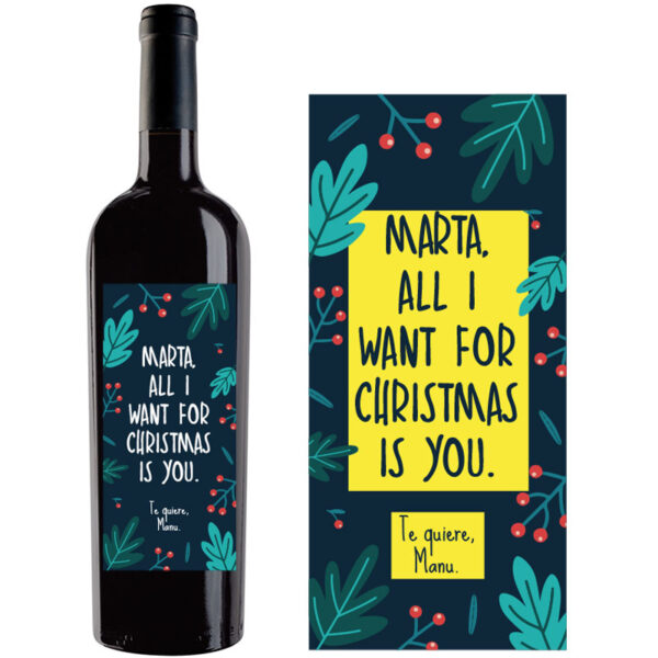 Botella de vino personalizada Navidad N025 - Imagen 2