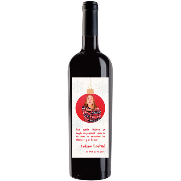 Botella de vino personalizada Navidad con foto 004