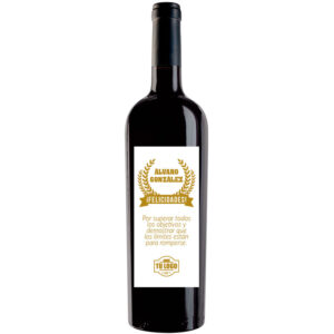 Botella de vino personalizado para felicitaciones de empresa