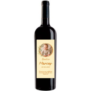 Vino personalizado para bautizo con foto