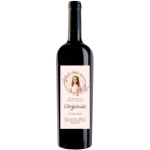 Vino personalizado para comunión niña con foto