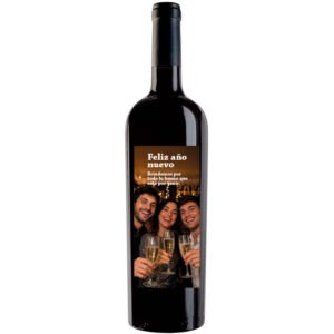 Botella de vino personalizado con tu foto para año nuevo