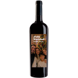 Botella de vino personalizado con foto para Navidad